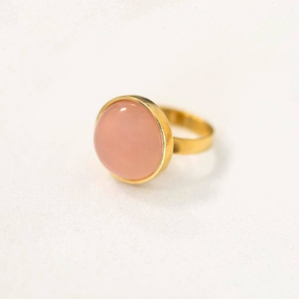 Pierścionek z agatem różowym
