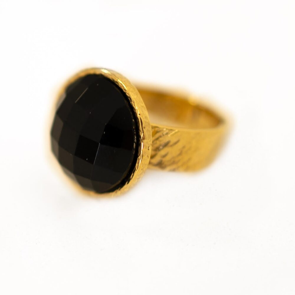 Pierścionek obrączka z czarnym onyksem
