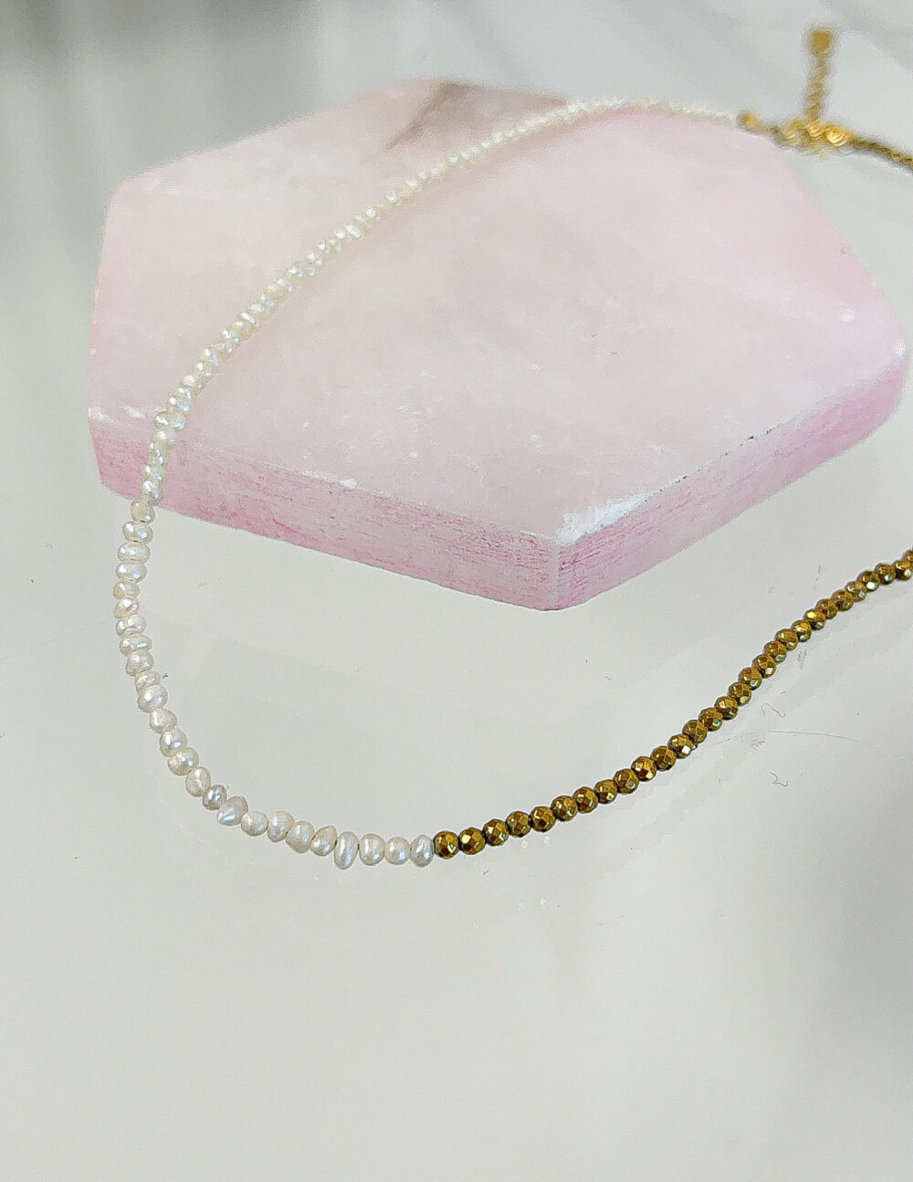 Srebrny pozłacany naszyjnik choker łączony HEMATYT