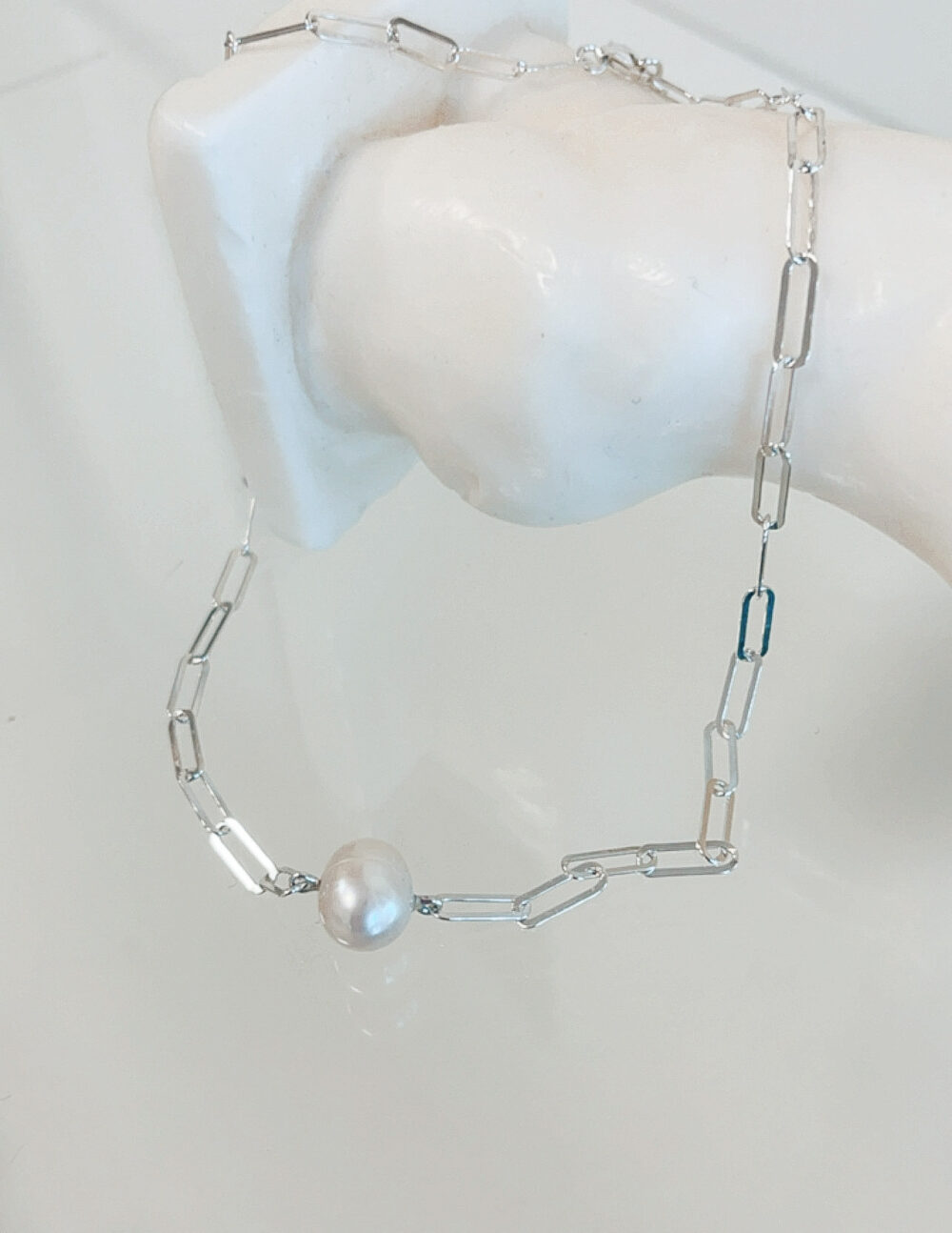 Naszyjnik z perełką srebrny