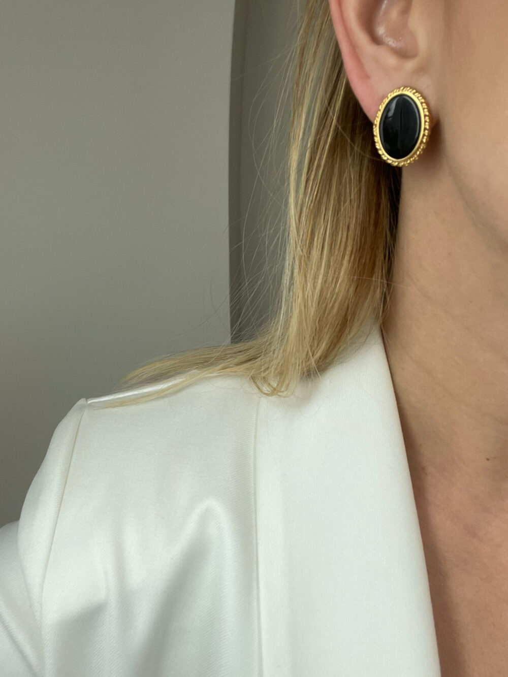 Kolczyki z owalnym onyxem