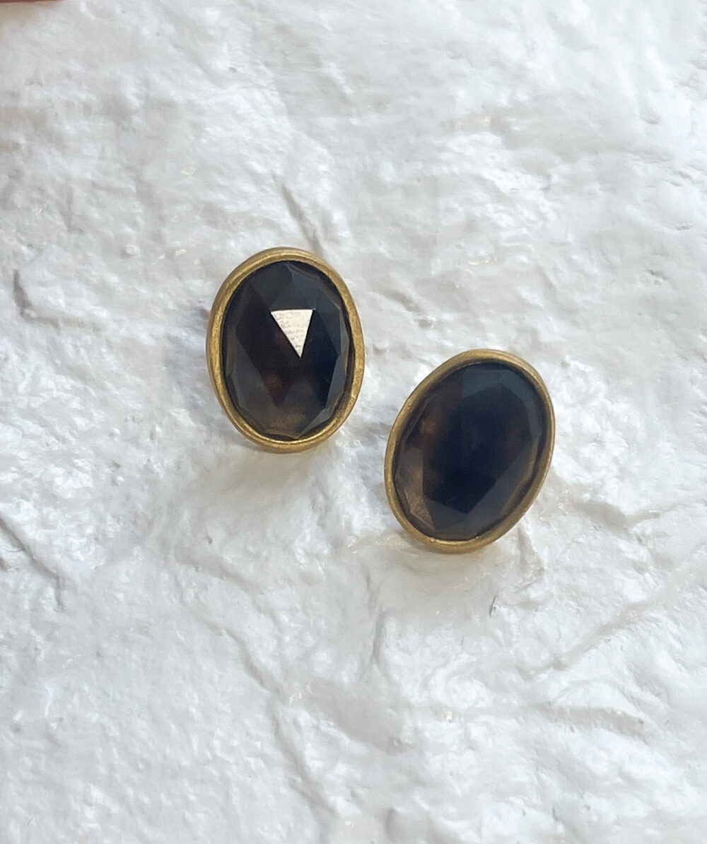 Kolczyki z naturalnym kwarcem dymnym Choco