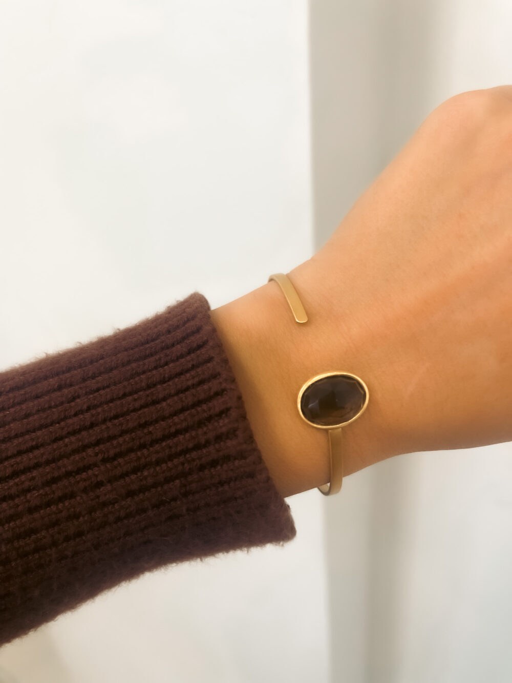 Bransoletka sztywna Z kwarcem dymnym