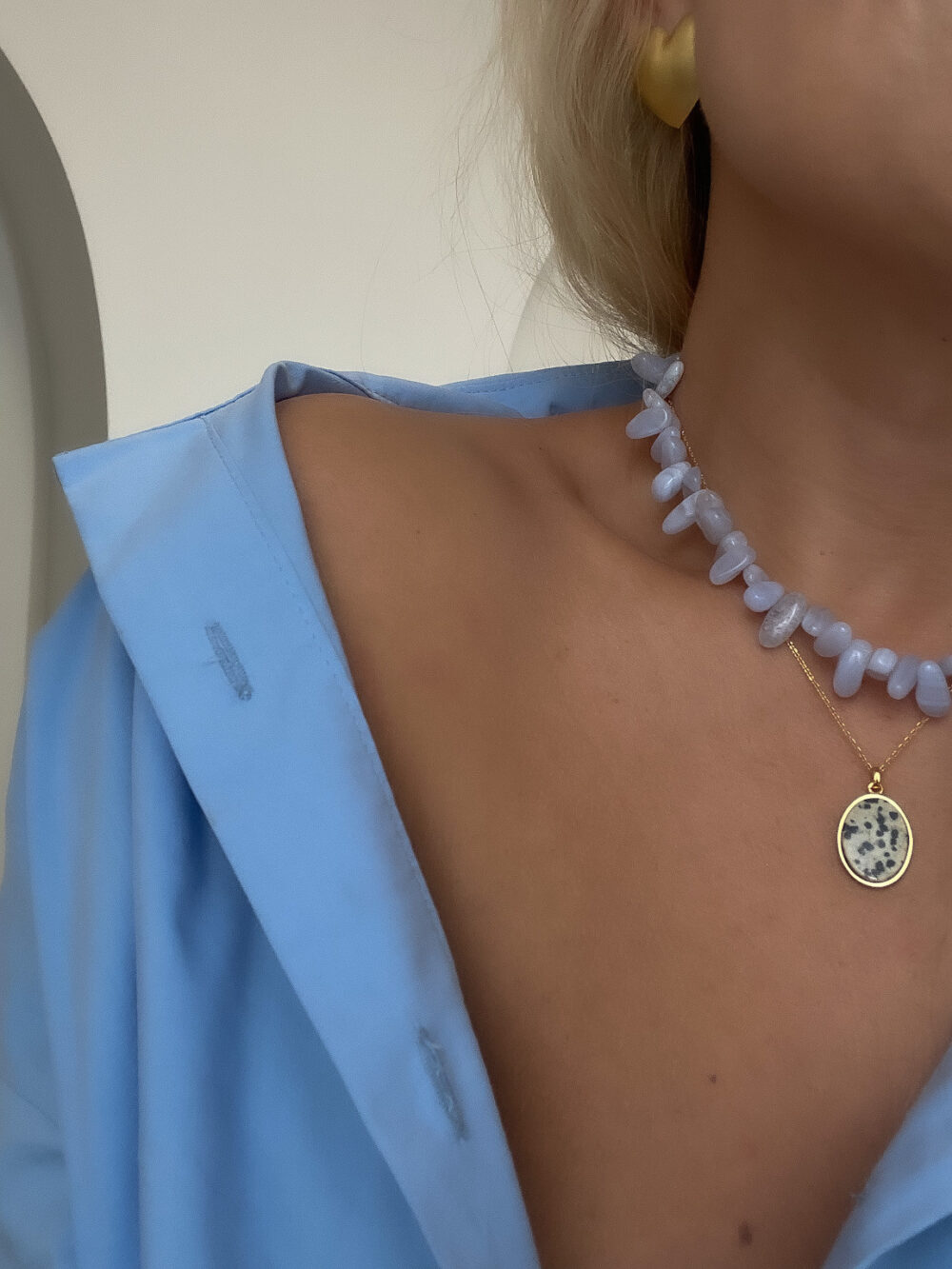 Naszyjnik Chalcedon niebieski