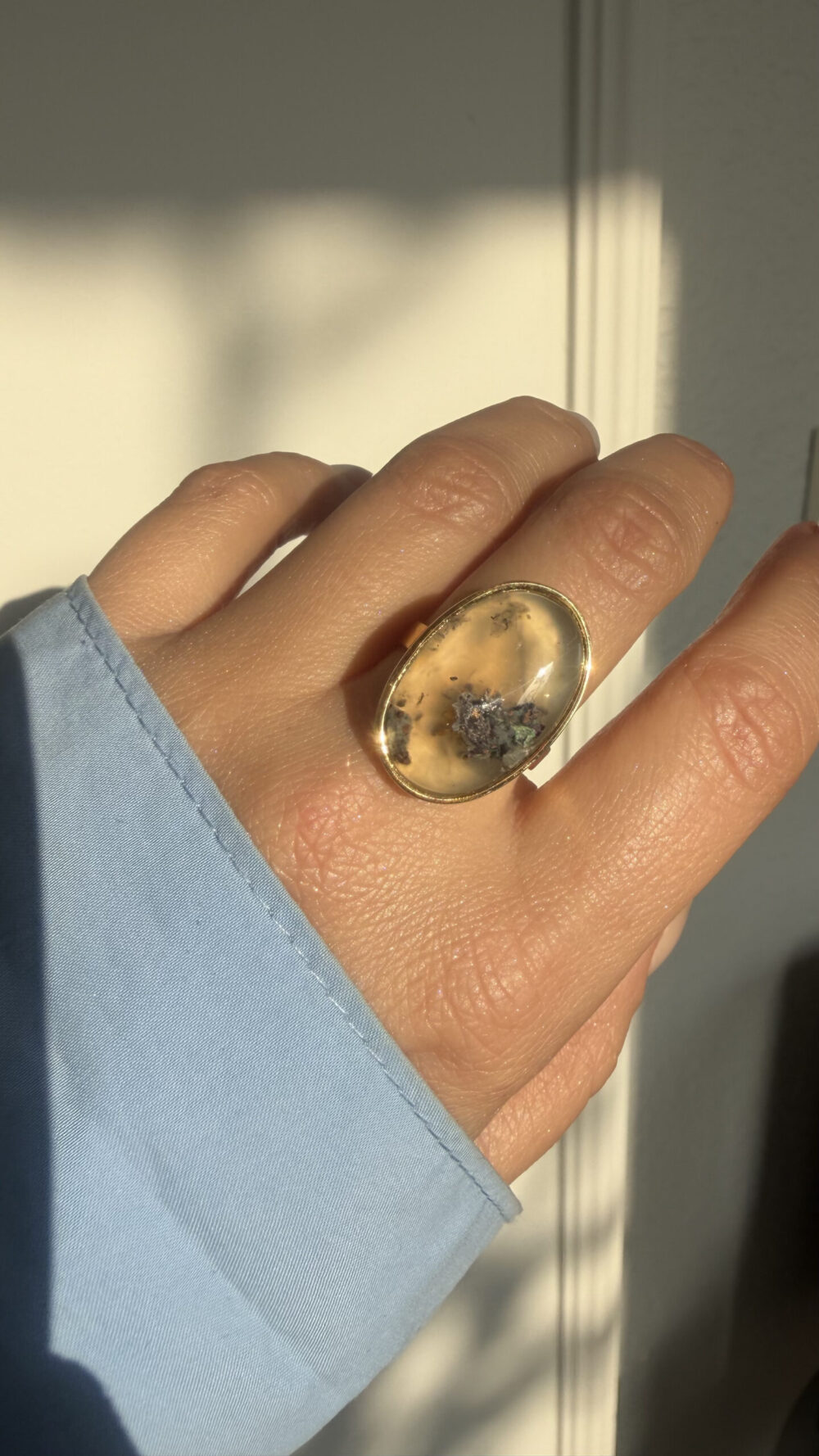 Pierścionek chryzy koła z miedzią ll